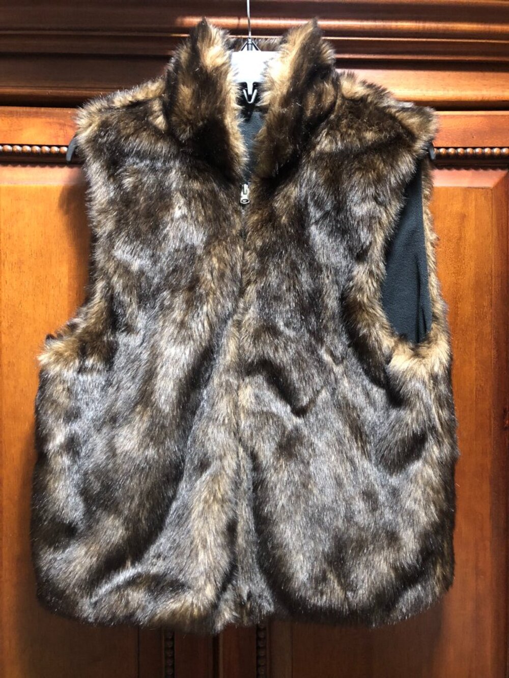 Abercrombie & Fitch Brown Faux Fur Zip Vest Size M